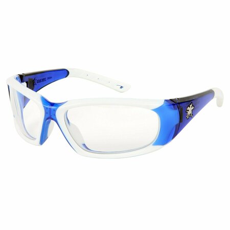 MCR SAFETY Glasses, ForceFlex FF3 Blue/White Frame, Clear AF, 12PK FF320AF